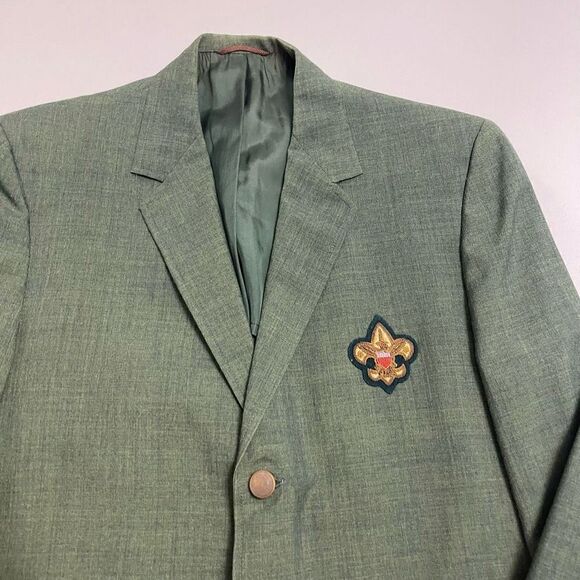 Boy Scout Hart Schaffner & Marx Green Blazer Bullion Boy Scouts VTG Size 37L - Picture 2 of 10